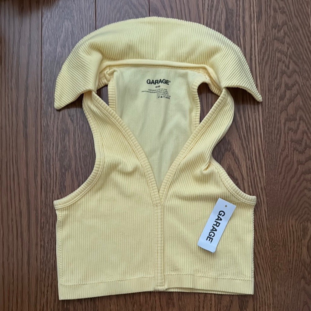 Garage Bright Yellow Ribbed Crop Tank Top
